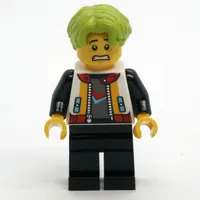 Man, White Jacket, Black Legs, Lime Hair