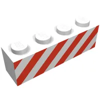 Brick 1 x 4 with Red Danger Stripes Print