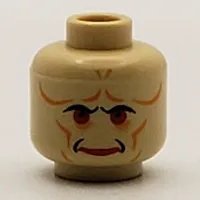 Minifig Head Bib Fortuna, Red Lines, Red Eyes and Lips Print [Blocked Open Stud]