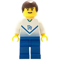 Soccer Player White Torso, Blue Legs, #14