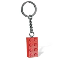 Key Chain, Chrome Chain and Ring with 2 x 4 Brick