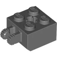 Hinge Brick 2 x 2 Locking with 2 Fingers Vertical and Axle Hole, 9 Teeth