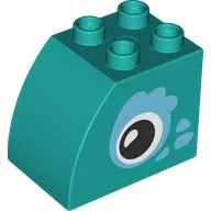 Duplo Brick 2 x 3 x 2 with Curved Top, Eyes Print