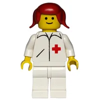 Doctor, Woman, White Jacket with Red Cross, Red Hair