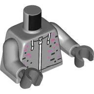 Torso, Hoody, White Laces, Zipper, Dark Pink/Black Squares print, Light Bluish Gray Arms, Dark Bluish Gray Hands