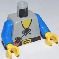 Torso Tunic with Tied Lace and Purse Print (Forestman), Blue Arms, Yellow Hands