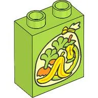 Duplo Brick 1 x 2 x 2 with Trash Bag, Banana Peel, Apple Core, Carrot Tops print