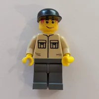 Man - Tan Shirt, Dark Bluish Gary Legs, Black Cap