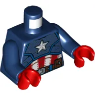 Torso Armor with White Star on Chest Print (Captain America), Dark Blue Arms, Red Hands