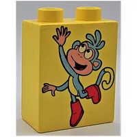 Duplo Brick 1 x 2 x 2 with Boots the Monkey Print