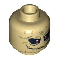 Minifig Head Scarecrow, Red Eyes and Stitched Mouth Print [Hollow Stud]