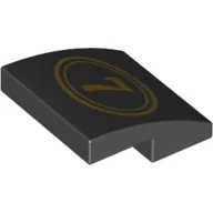 Brick Curved 2 x 2 x 2/3 with Gold '7' in Double Circle print