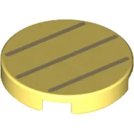 Tile Round 2 x 2 with Bottom Stud Holder with Three Dark Tan Lines Print