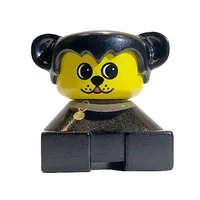 Duplo 2 x 2 x 2 Figure Brick, Hair with Bear / Dog Ears, Yellow Face, Dog Collar Print