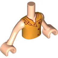 Minidoll Torso Boy with Light Nougat Arms and Hands with Orange Sleeveless Jacket with Dark Red Elves Details Print