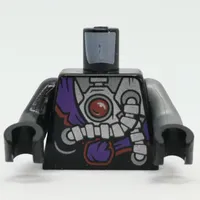 Torso, Odd Arms, Dark Purple Sash, Gear, Rod Light Print, Left Flat Silver Arm, Right Black Arm, Black Hands