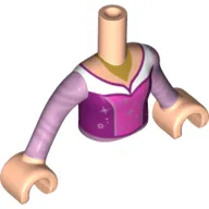 Minidoll Torso Girl, Dark Pink/Dark Purple Dress, White Trim print with Light Nougat Hands