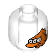 Minifig Head 3-Eyed Orange Fish Print [Hollow Stud]