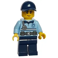 Police Officer - Justin Justice - Bright Light Blue Shirt, Dark Blue Legs, Dark Blue Cap