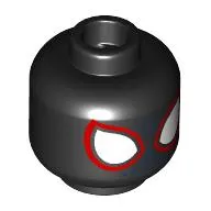 Minifig Head Miles Morales, Red/White Spider-Man Eyes, Dark Blue Dots