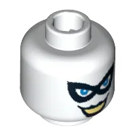 Minifig Head Harley Quinn, Black Eyemask, Blue Eyes, Black Lips Print [Blocked Open Stud]