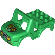 Duplo Off Road Vehicle Top - Headlights on Front and Giraffe, Lion, and Paw Print on Hood/Bonnet
