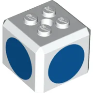 Brick Special Cube with 2 x 2 Studs on Top, and Blue Circles Print