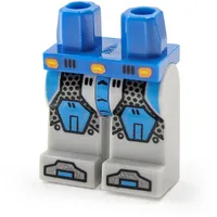 Hips and Light Bluish Gray Legs with Light Bluish Gray Circuitry and Dark Azure and Silver Armor, Knee Pads and Boots Print