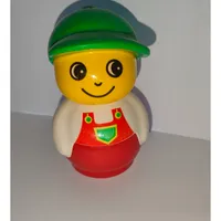 Primo Figure Boy with Red Base, Red Dungarees print, Green Cap