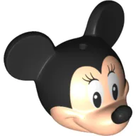 Minifig Head Special with Black Mouse Ears and Nose and White Eyes with Long Eyelashes Print (Minnie)