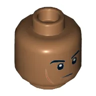 Minifig Head ACU Trooper / Naboo Guard, Eyebrows, Cheek Lines, Chin Dimple, White Pupils Print [Hollow Stud]