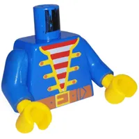 Torso Jacket, Red and White Striped Vest Print, Blue Arms, Yellow Hands