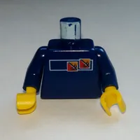 Torso Gravity Games with Red and Orange Logos Print, Dark Blue Arms, Yellow Hands