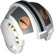 Helmet Rebel Pilot, Center Ridge with Flat Silver Rectangles, Medium Nougat and Black Circles Print