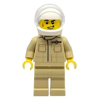 Race Driver, Tan Torso, Tan Legs, White Helmet