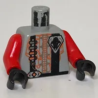 Torso UFO Black Stripes and 4 Pips Print, Red Arms, Black Hands