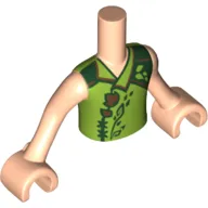 Minidoll Torso Boy with Light Nougat Arms and Hands with Dark Orange Elves Tattoo, and Gold and Dark Green Plant Print