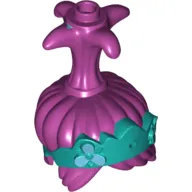 Hair Tall Ponytail with Four Points, One Stud on Top, and Pin Hole in Front, with Dark Turquoise Tiara Pattern with Bright Light Blue Flowers Print