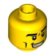 Minifig Head Karate Master, Thick Eyebrows, Cheek Lines and Furrowed Brow Print [Blocked Open Stud]