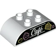 Duplo Brick 2 x 4 Curved Top with Cakes and 'Cafe' Print