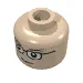 Minifig Head Glasses with Brown Thin Eyebrows, Smile Print