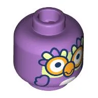 Minifig Head, Chattermax, Bird, Bright Light Orange Beak, Eyes, Bright Light Yellow/Lavender Feathers