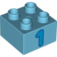 Duplo Brick 2 x 2 with '1' Print