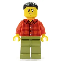 Man, Red Plaid Shirt, Olive Green Legs