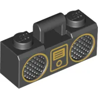 Equipment Radio / Boom Box with Handle and Gold Trim and Digital Music Player Print