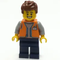 Shopkeeper, Orange Vest, Dark Blue Legs, Reddish Brown Hair