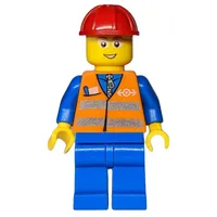 Worker - Orange Safety Vest, Blue Legs, Red Helmet, Glasses