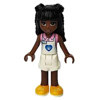 Priyanka - White Apron and Shorts, Black Hair