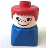 Duplo 2 x 2 x 2 Figure Brick Early, Short Spiky Hair Red, Cheek Freckles Print