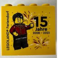 Brick 2 x 4 x 3 with 'LEGOLAND Feriendorf 15 Jahre 2008 - 2023' print